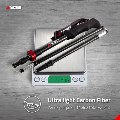 TAC9ER Ultralight Adjustable Carbon Fiber Trekking Poles Set with Straps